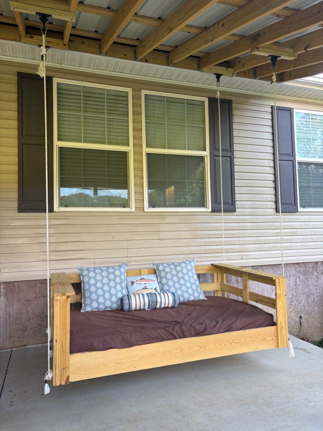 Completed custom porch swing