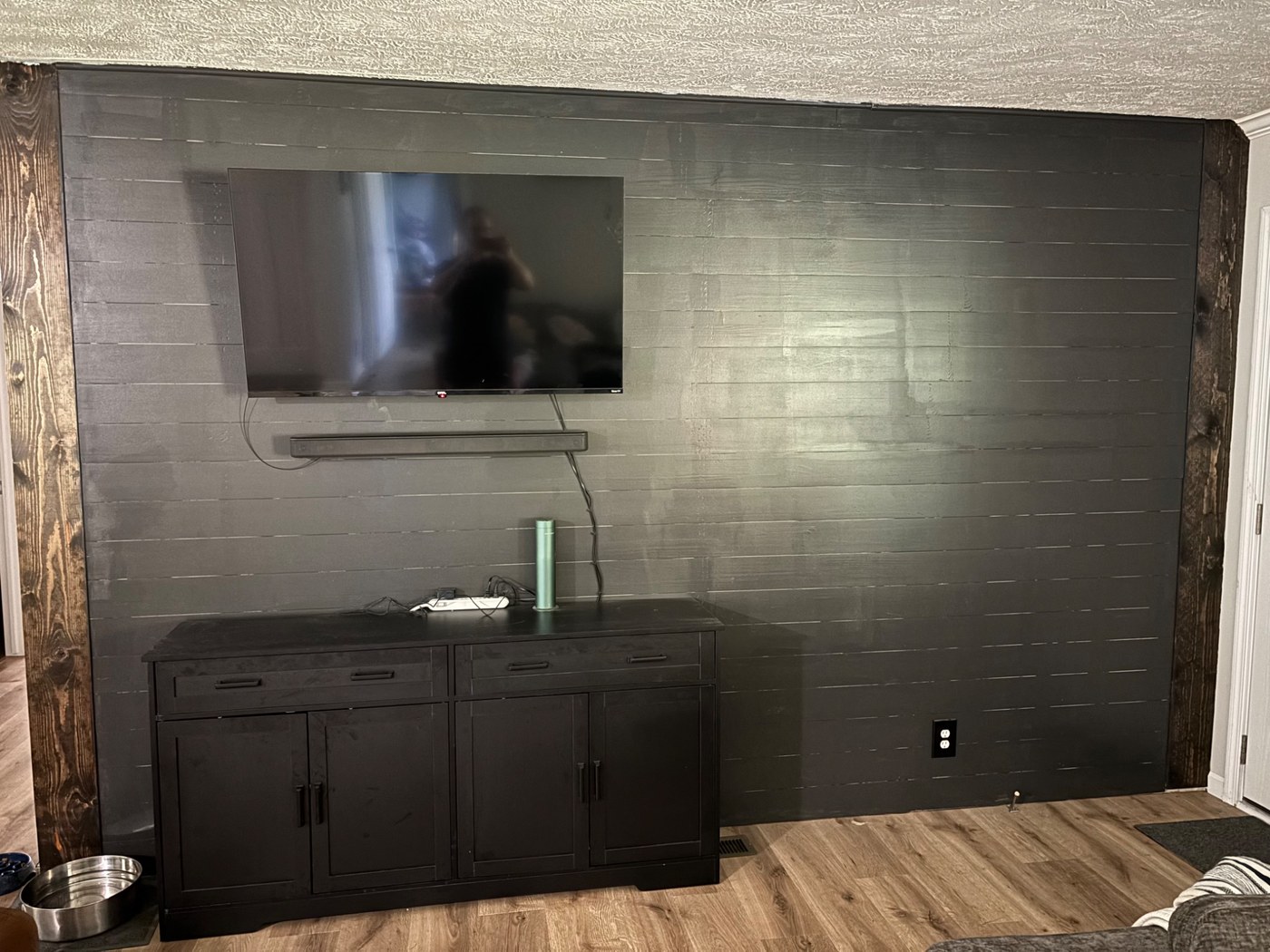 Completed wall-mounted TV project